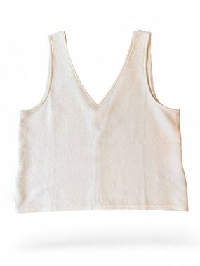 Madewell Cream V-Neck Knit Tank Top
